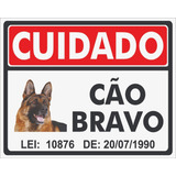 Placa Aviso Cuidado Cão Bravo Pastor Alemão 25x20 F