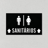 Placa Banheiro Masculino E Feminino Com Seta Em Frente