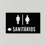 Placa Banheiro Masculino E Feminino Com Seta Esquerda