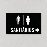 Placa Banheiro Masculino E Feminino Com Seta Para Direita