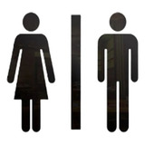 Placa Banheiro Masculino E Feminino Preto Mdf Decorativo