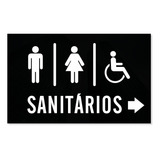 Placa Banheiro Masculino Feminino Pne Seta Direita 40x25cm