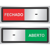 Placa C Trilho P Portas Aberto E Fechado Alumínio 20x7cm