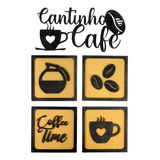 Placa Cantinho Do Café Quadros Frase Aplique Decorativo Mdf