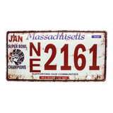 Placa Carro Antiga Vintage Aço Decoração Massachusetts