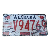 Placa Carro Antiga Vintage Retro Metal Decora Usa Alabama V9