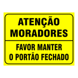 Placa Condominio Portaria Moradores Manter Portão Fechado