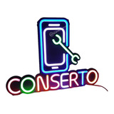 Placa Conserto Painel Letreiro Luz Led Efeito Neon Luminoso