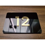 Placa De Acrilico Com 2 Números Para Porta De Apartamento Cor Dourado