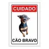 Placa De Advertência Pincher Sorrindo Cuidado Cão Bravo