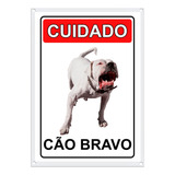 Placa De Aviso Cuidado Cão Bravo American Pit Bull Terrier