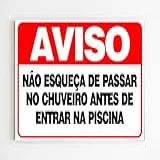 Placa De Aviso Não Esqueça De Passar No Chuveiro Piscina Mdf