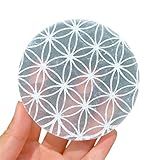 Placa De Cristal Selenita De 10 Cm- Placa De Carregamento De Cristal Selenita Para Cristais E Pedras Curativas- Porta-copos De Flor Da Vida Gravada Para Decoração De Mesa De Escritório Em Casa -disco