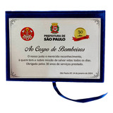 Placa De Homenagem Bombeiro Personalizada Com Capa Em Veludo