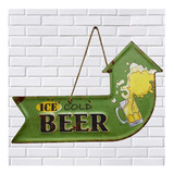 Placa De Metal Decorativa Cerveja Gelada Alto Relevo 41x26cm Ice Cold Beer
