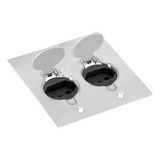 Placa De Piso 4x4 Aluminio 2 Tomada Redonda Stamplac