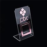 Placa De Pix QR Code Display Pagamentos Para Loja Acrílico Transparente Transparente E Rosa 