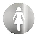 Placa De Sinalização - Banheiro Feminino - Aço Inox 430 Escovado- Diametro 15 Cm - BIOVIS
