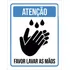 Placa De Sinalização   Atenção Favor Lavar Mãos 18x23