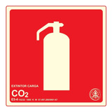 Placa De Sinalização Extintor Co2 E5 4 Fotoluminescente