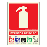 Placa De Sinalização Extintor Pó Químico Bc 19 X 14 Cm