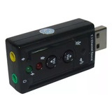 Placa De Som Usb Adaptador Entrada Fone E Microfone Cor Preto