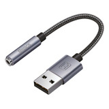 Placa De Som Usb P3 Fone Microfone 3 5mm Pc Notebook Cor Preto