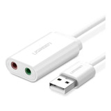 Placa De Som Usb Ugreen Externa Adaptad Áudio P2 Fone E Mic