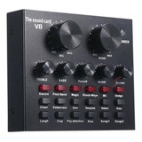 Placa De Som V8 Interface Audio Mixer Usb P2 P10 Mic Fone