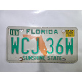 Placa De Veículo Original Americana Florida Wcj36w Antiga