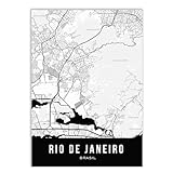 Placa Decorativa A4 Mapa Cidade Rio