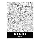 Placa Decorativa A4 Mapa Cidade São Paulo Sp Brasil Poster