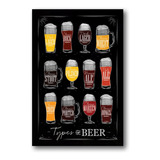 Placa Decorativa Cerveja Types Beer Drink Vinho Bar 60x40
