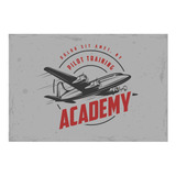 Placa Decorativa Vintage Avião Academy 30x40cm