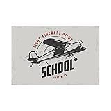 Placa Decorativa Vintage Avião School 20x30cm