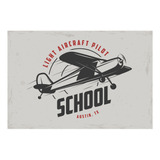 Placa Decorativa Vintage Avião School 20x30cm