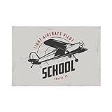 Placa Decorativa Vintage Avião School 30x40cm