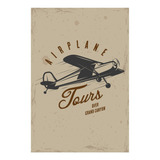 Placa Decorativa Vintage Avião Tours 02