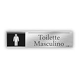Placa Em Aço Inox Toilette Masculino 20x6