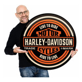 Placa Harley Davidson Redonda Mdf Decoração