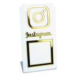 Placa Instagram Qr Code Display Acrílico Loja Balcão Branco