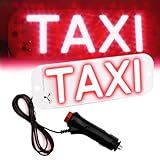 Placa Letreiro Luminoso De Sinalização- Led TAXI -Led COB- -VERMELHO- -DC 12V- -Fundo Branco- Com Ventosas Para Fixação No Parabrisas E Com Plug Conector P4 Para Tomada 12v De Carro E Botão Liga E Desliga - Vermelho