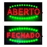 Placa Letreiro Painel Luminoso Led Aberto Fechado 2 Em 1 