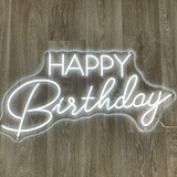 Placa Luminária painel Neon Led Happy Birthday 67x35cm