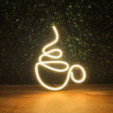 Placa Luminária painel Neon Led Xícara Café coffe 15x20