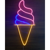 Placa Luminoso Led Neon Sorvete Picole Casquinha Sorveteria