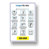 Placa Modo Lavagem Das Mãos 20x30cm Pvc 1mm Logotipo