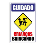 Placa Monitoramento Cuidado Crianças Brincando 40x60 Cm