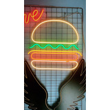Placa Neon Led Hamburguer Lanche Decorativo Luminoso