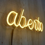 Placa Neon Led Luminoso Personalizado Aberto 35x10 Cm